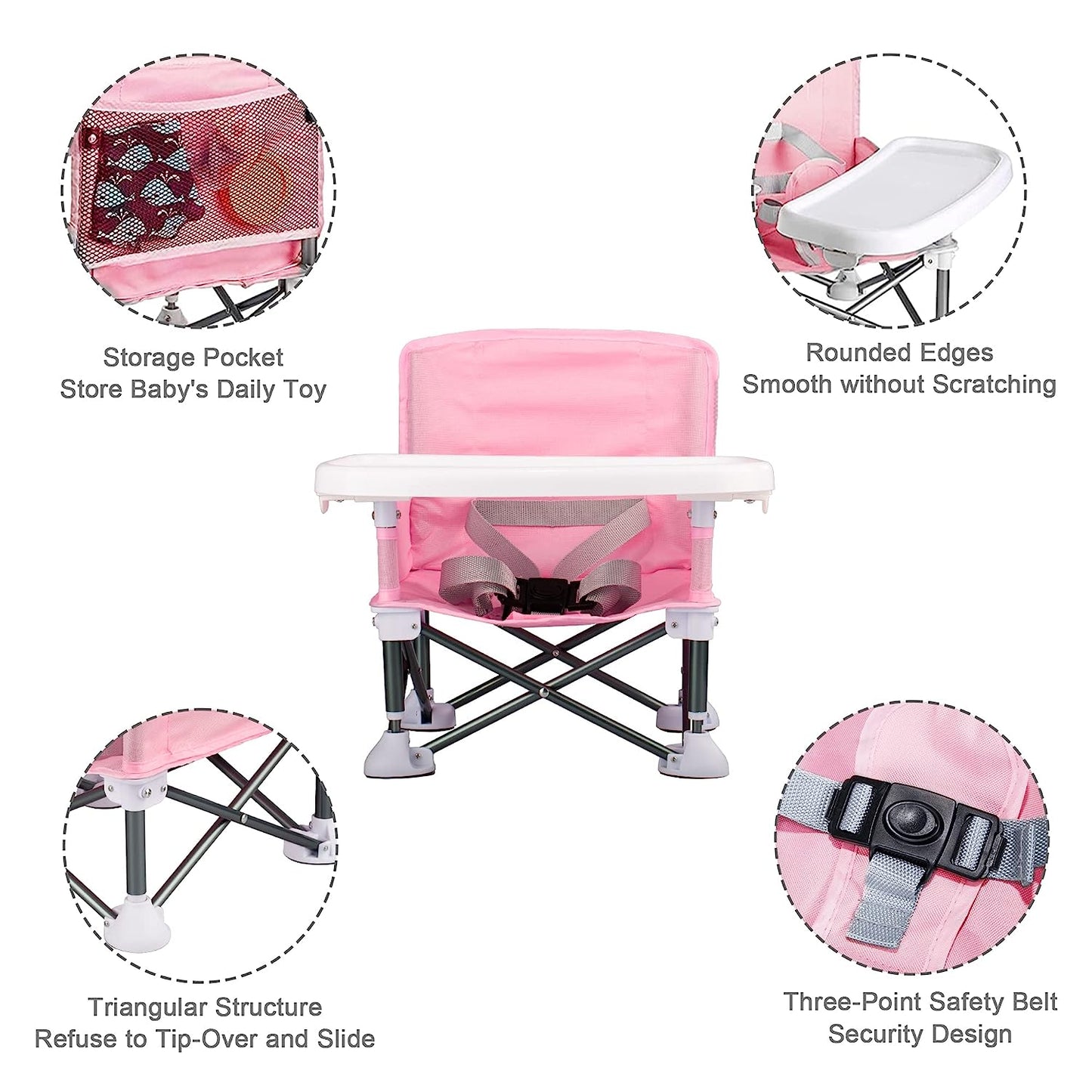 Agudan Baby Travel Booster Seat – Toddler Foldable Camping Chair