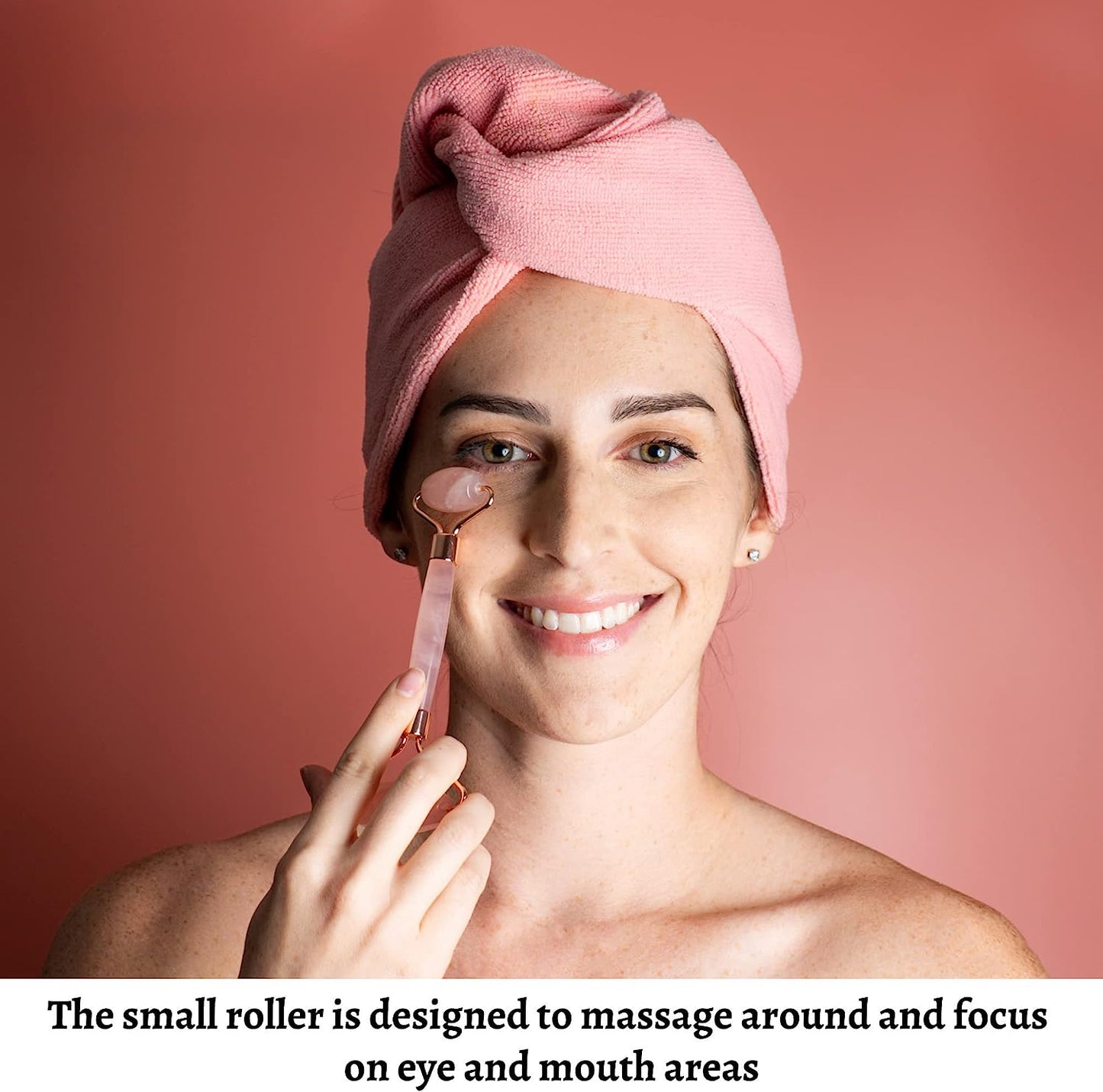 4-in-1 Jade Roller and Gua Sha Set. Rose Quartz Roller