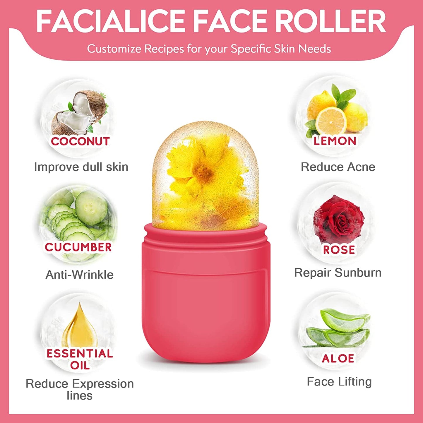 AURUZA Ice Face Roller and Gua Sha Set, Ice Roller for Face & Eye