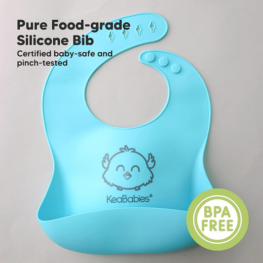Baby Silicone Bibs – Waterproof, Easy Wipe Silicone Bib for Babies