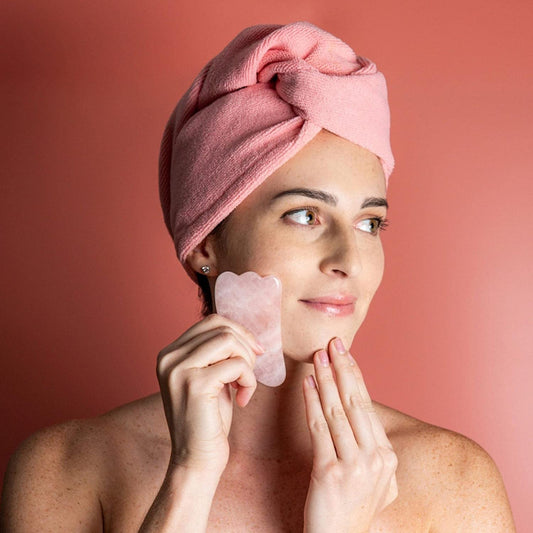 4-in-1 Jade Roller and Gua Sha Set. Rose Quartz Roller
