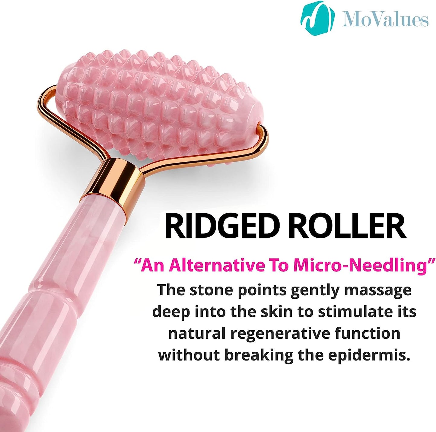 4-in-1 Jade Roller and Gua Sha Set. Rose Quartz Roller