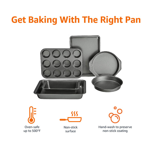 Amazon Basics 6-Piece Nonstick, Carbon Steel Oven Bakeware Baking Set