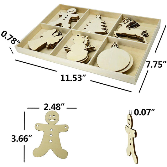 YuQi 30PCS Christmas Tree Wooden Hanging Ornaments Kits