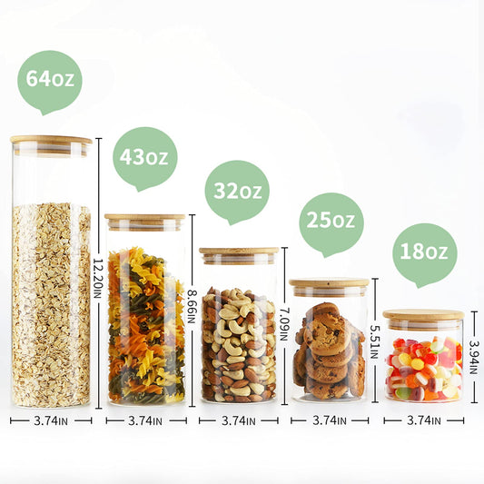 Emica Home Glass Storage Jars, Glass Kitchen Canisters Sets