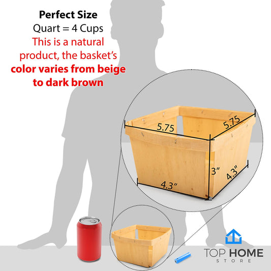 One Quart Wooden Gift Baskets (10 Pack); for Picking Fruit