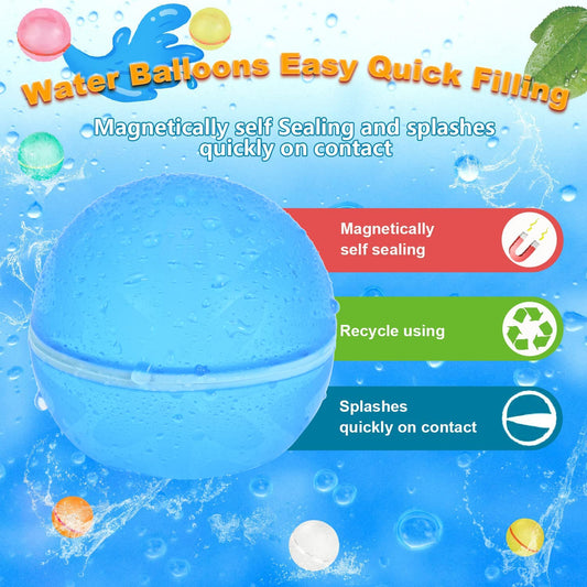 Reusable Water Balloons, Self-Sealing Refillable Water Balloons