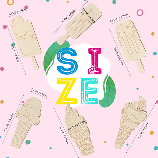 Unfinished Ice Cream Wood Cutouts Summer