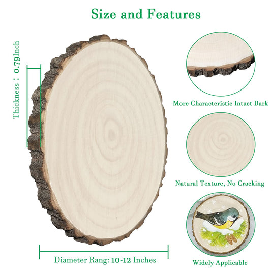 Wood Slices 6 Pcs Wood Rounds 10"-12 Inch