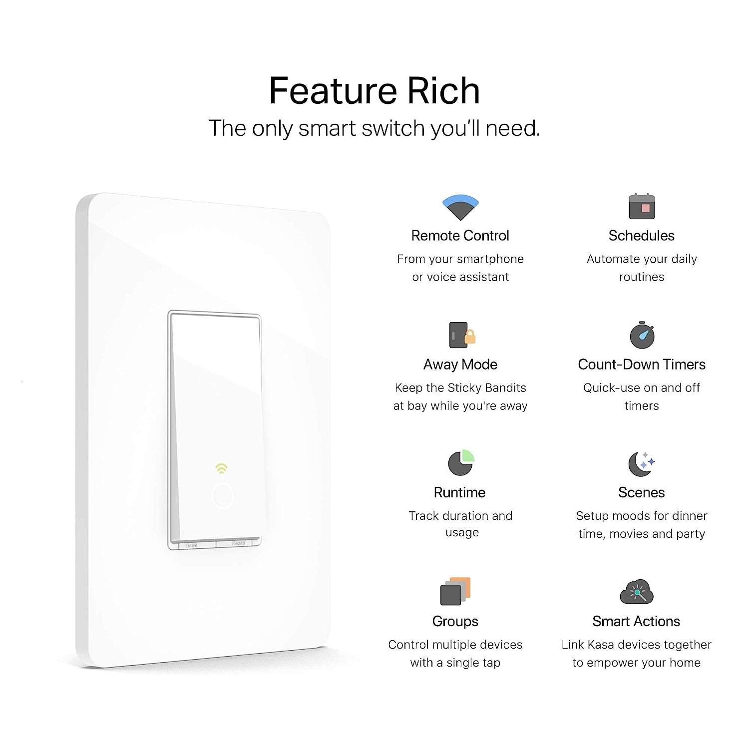 Kasa Smart Light Switch HS200, Single Pole, Needs Neutral Wire