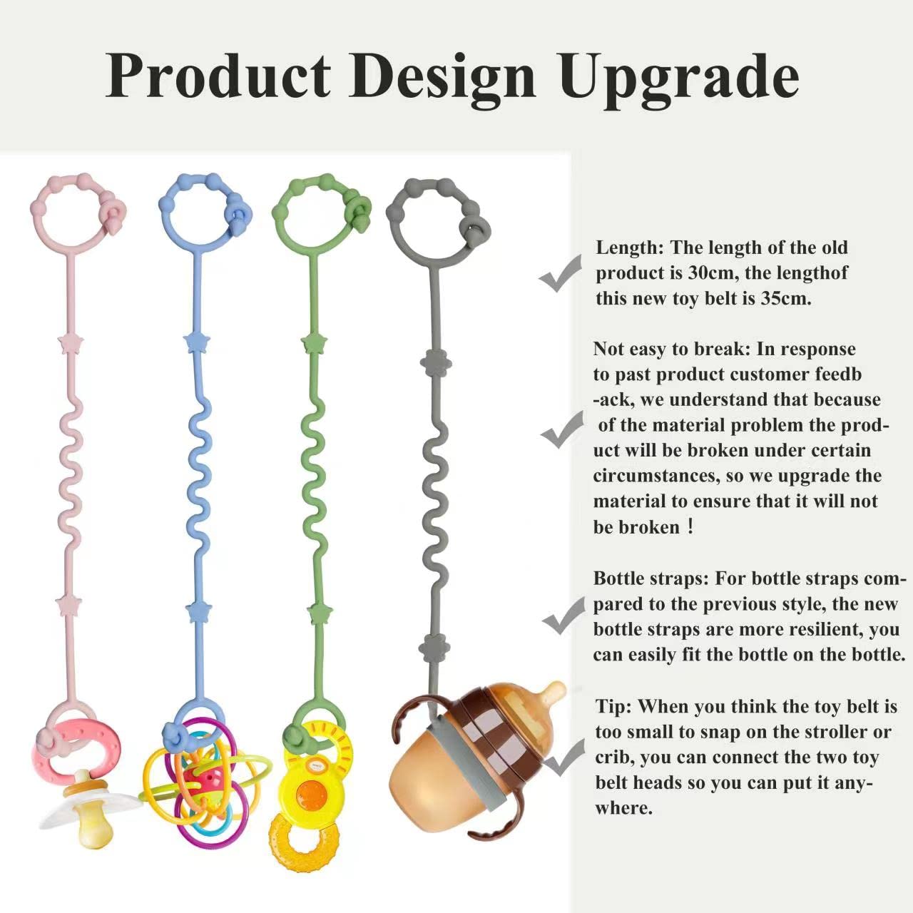 Toy Straps for Baby,RTMOK 4pcs Silicone Setpacifier Clip
