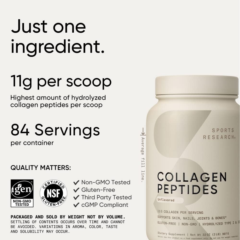 Sports Research Collagen Peptides – Hydrolyzed Type 1 & 3