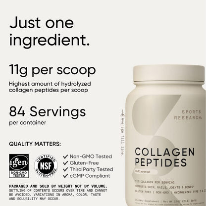 Sports Research Collagen Peptides – Hydrolyzed Type 1 & 3