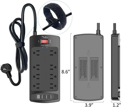 Surge Protector Power Strip – Nuetsa Flat Plug Extension Cord