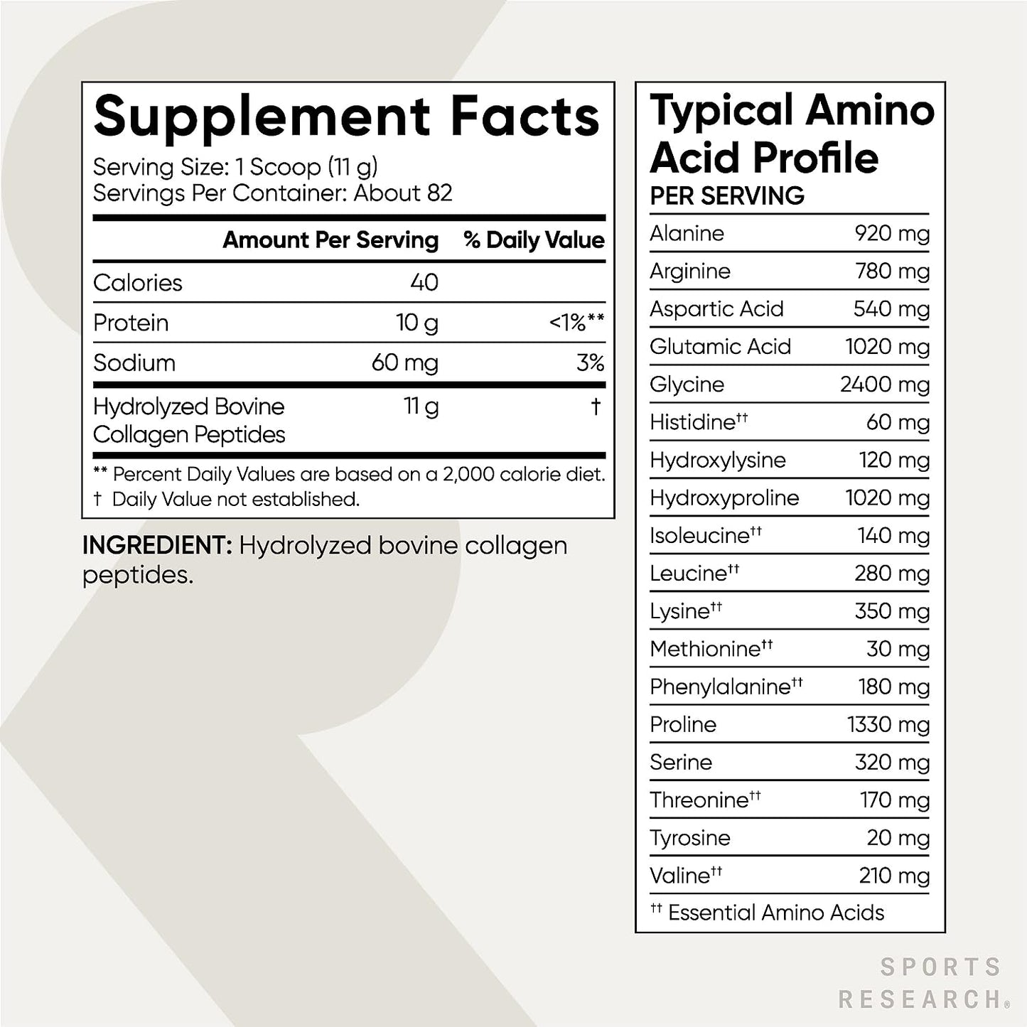 Sports Research Collagen Peptides – Hydrolyzed Type 1 & 3