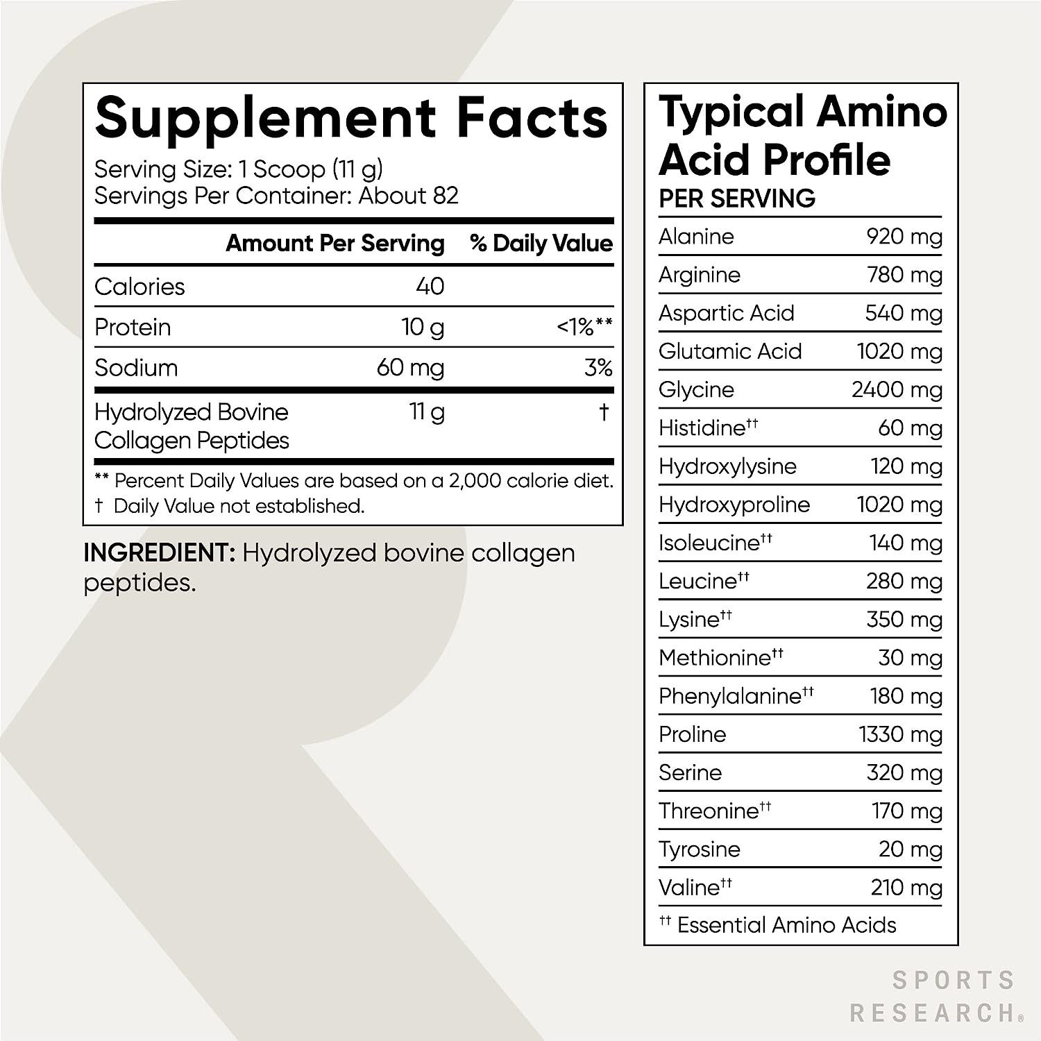 Sports Research Collagen Peptides – Hydrolyzed Type 1 & 3
