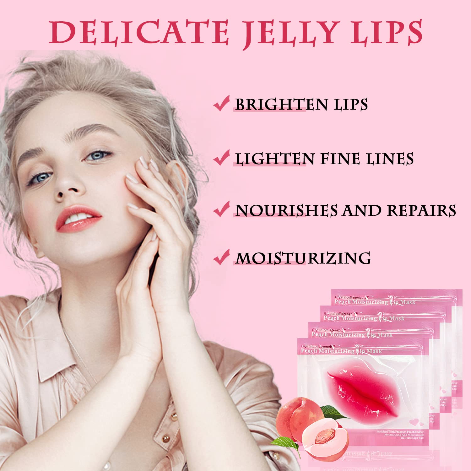 30 Pieces Collagen Crystal Pink Lip Care Gel Masks