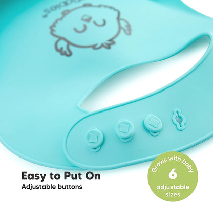 Baby Silicone Bibs – Waterproof, Easy Wipe Silicone Bib for Babies