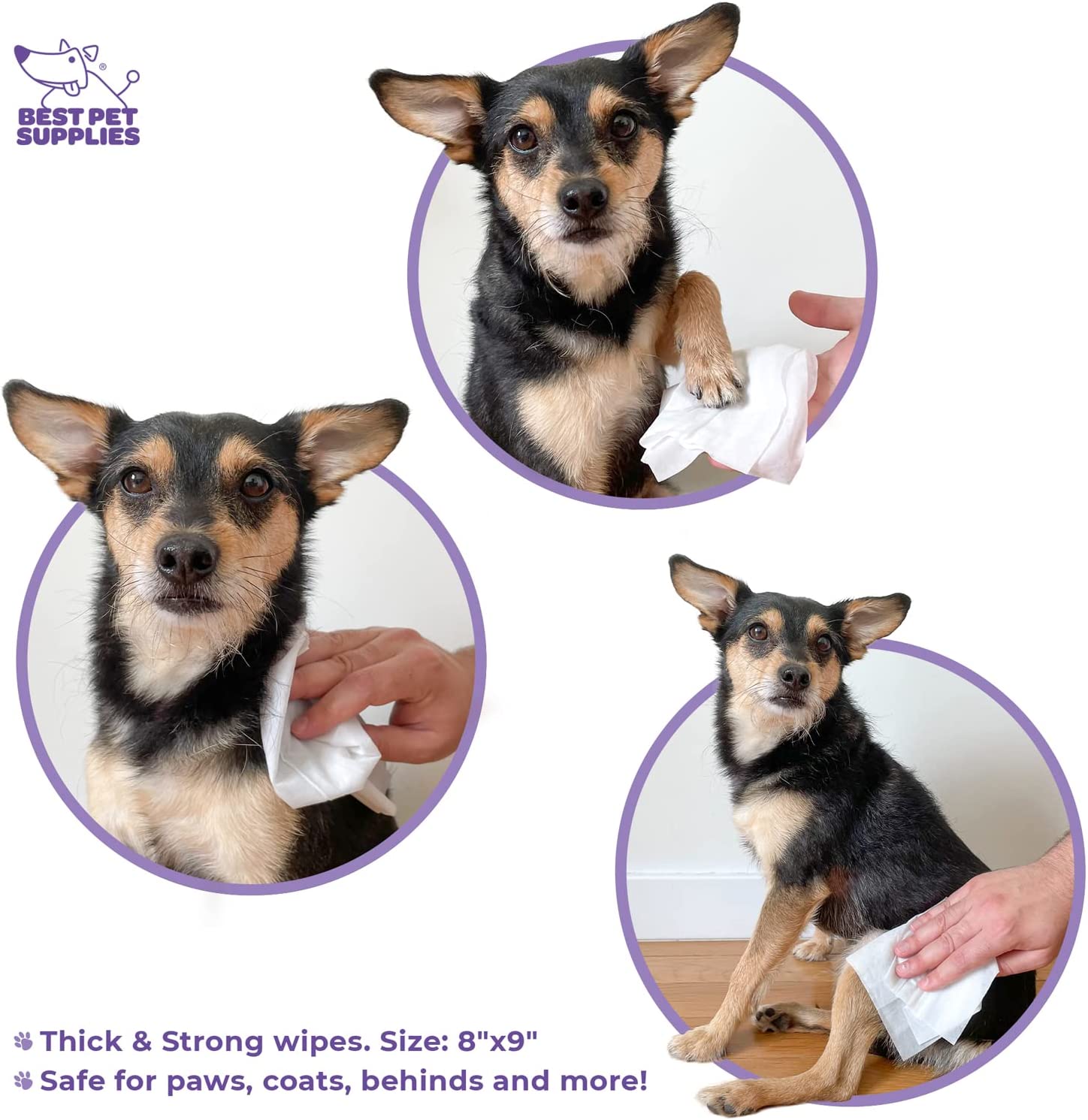 Best Pet Supplies 8″ x 9″ Pet Grooming Wipes