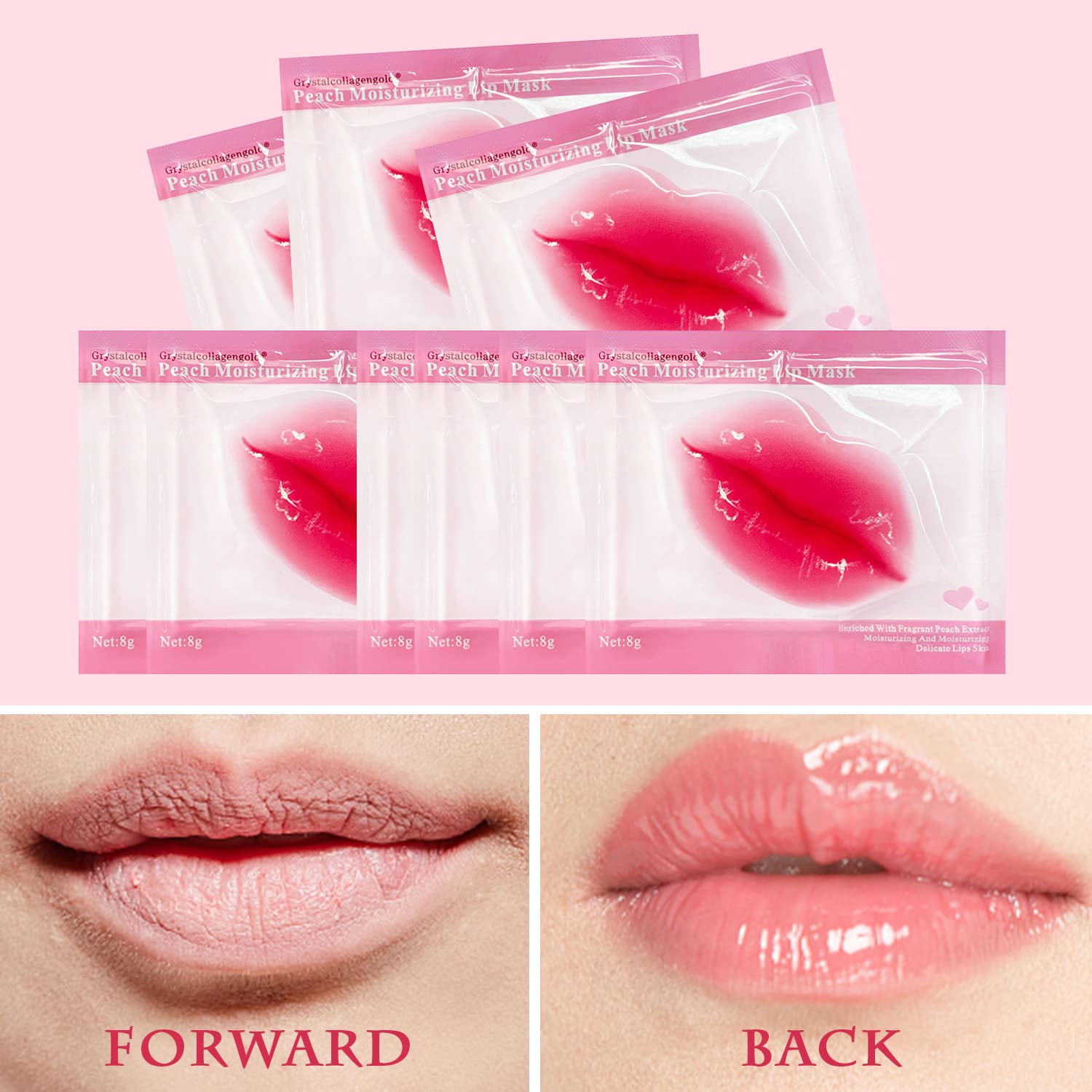 30 Pieces Collagen Crystal Pink Lip Care Gel Masks
