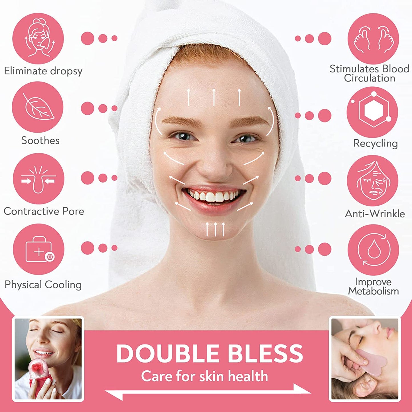 AURUZA Ice Face Roller and Gua Sha Set, Ice Roller for Face & Eye