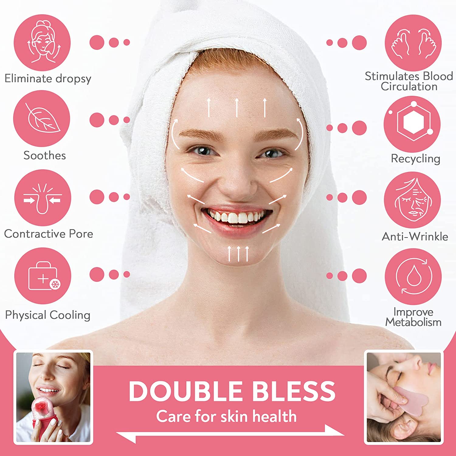 AURUZA Ice Face Roller and Gua Sha Set, Ice Roller for Face & Eye