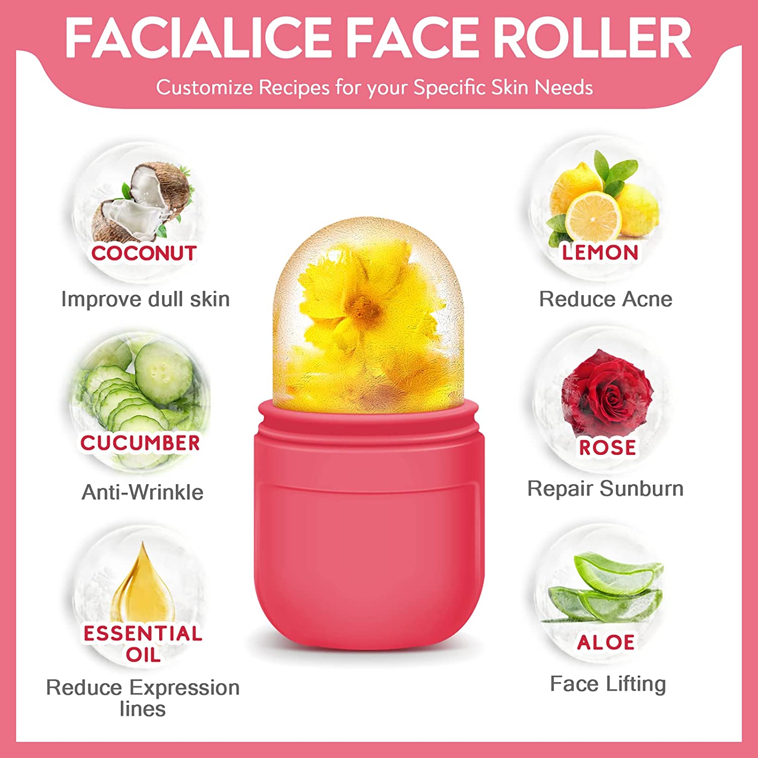 AURUZA Ice Face Roller and Gua Sha Set, Ice Roller for Face & Eye