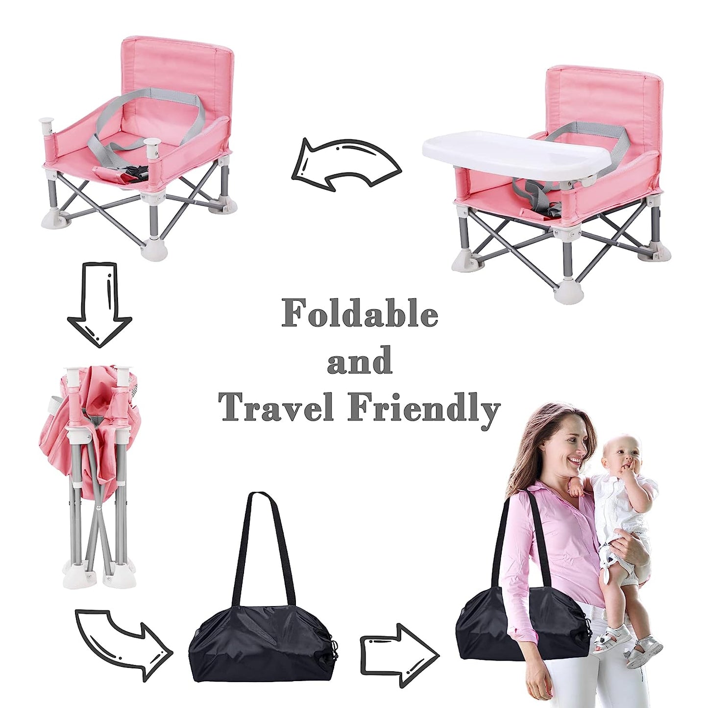 Agudan Baby Travel Booster Seat – Toddler Foldable Camping Chair