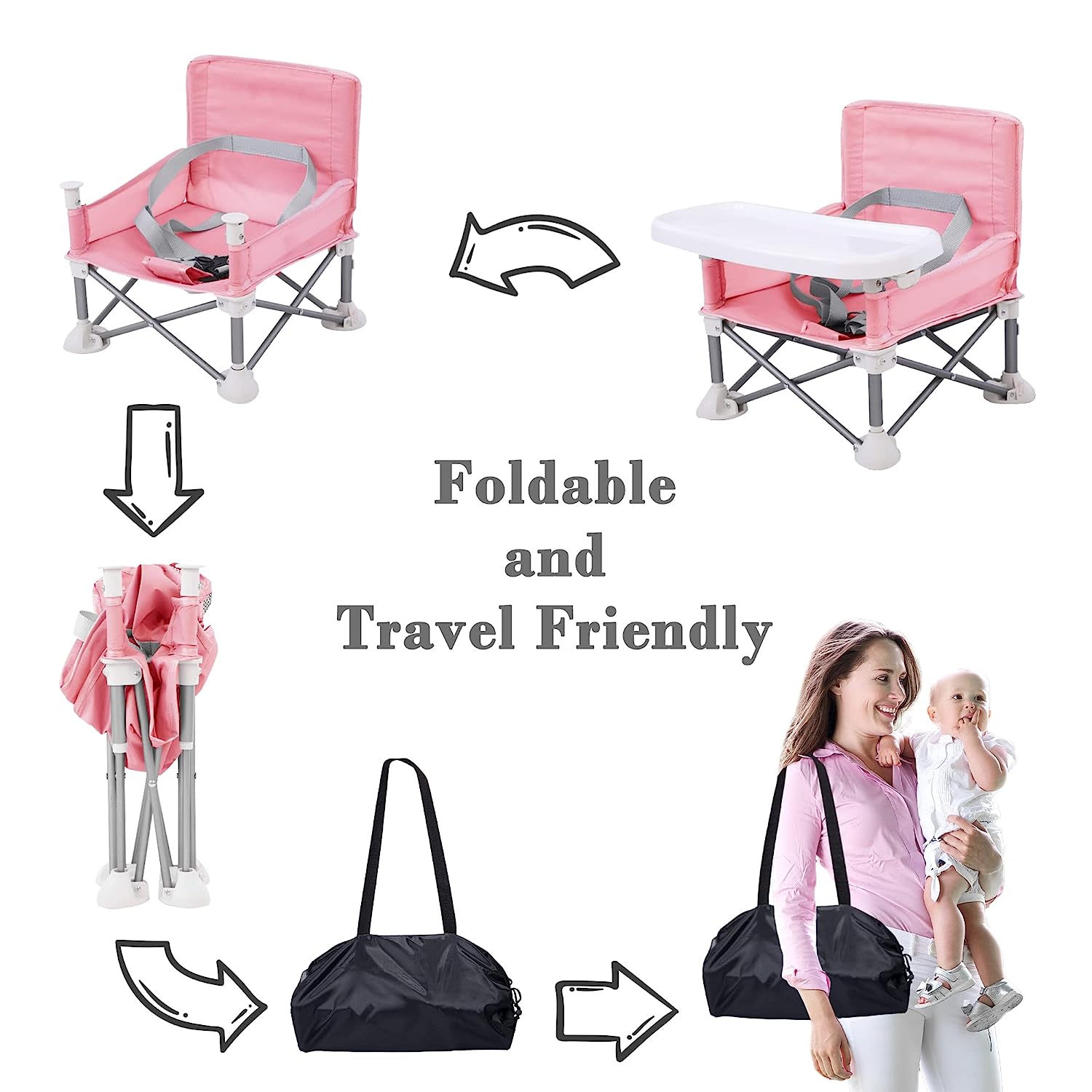 Agudan Baby Travel Booster Seat – Toddler Foldable Camping Chair