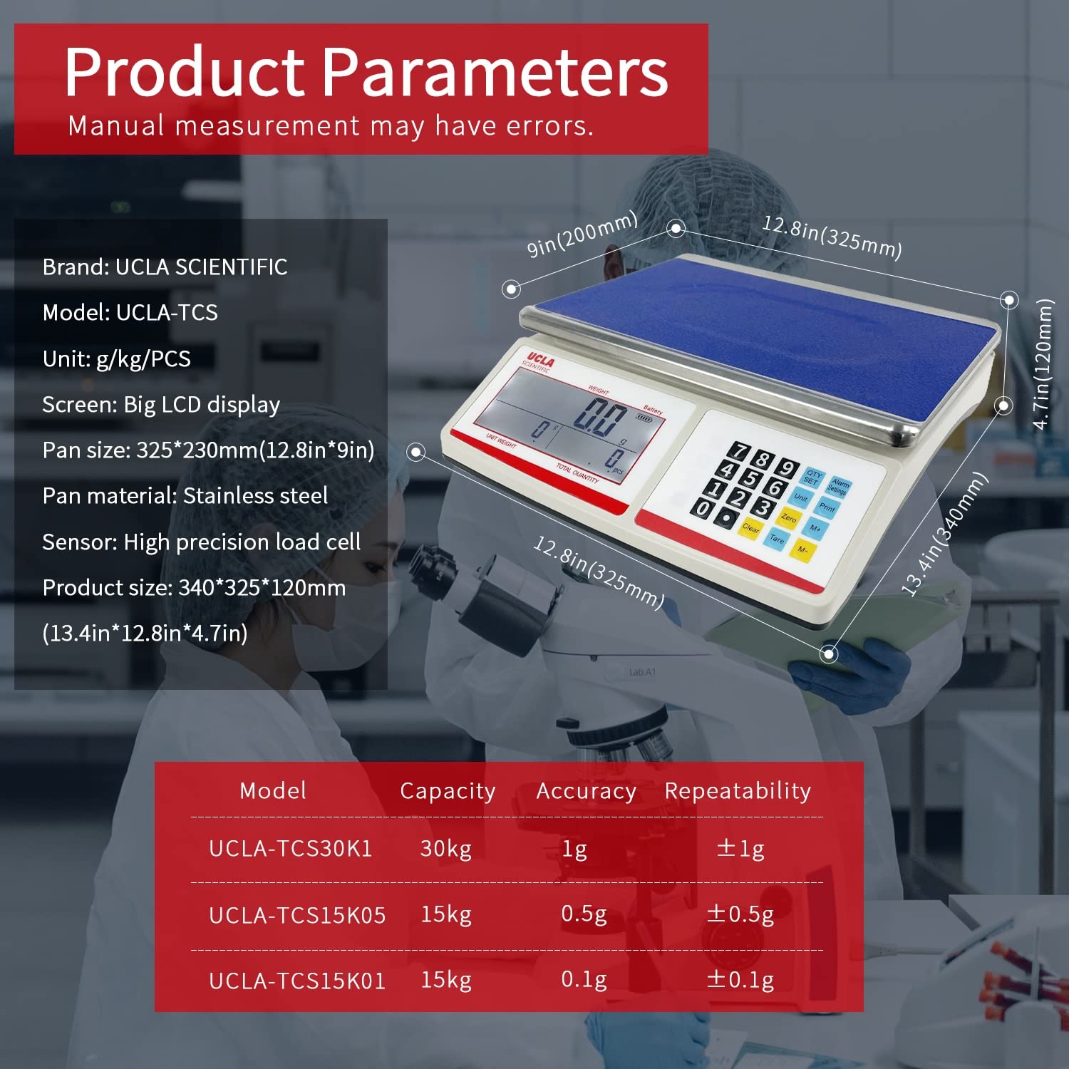 UCLA SCIENTIFIC Big LCD lb oz kg Unit Weight Gram Scales