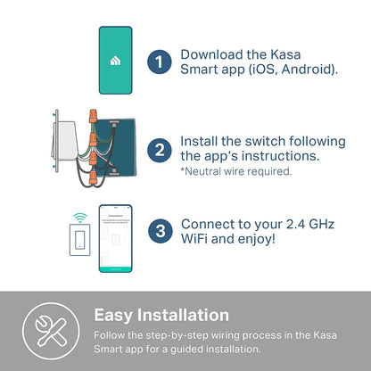 Kasa Smart Light Switch HS200, Single Pole, Needs Neutral Wire