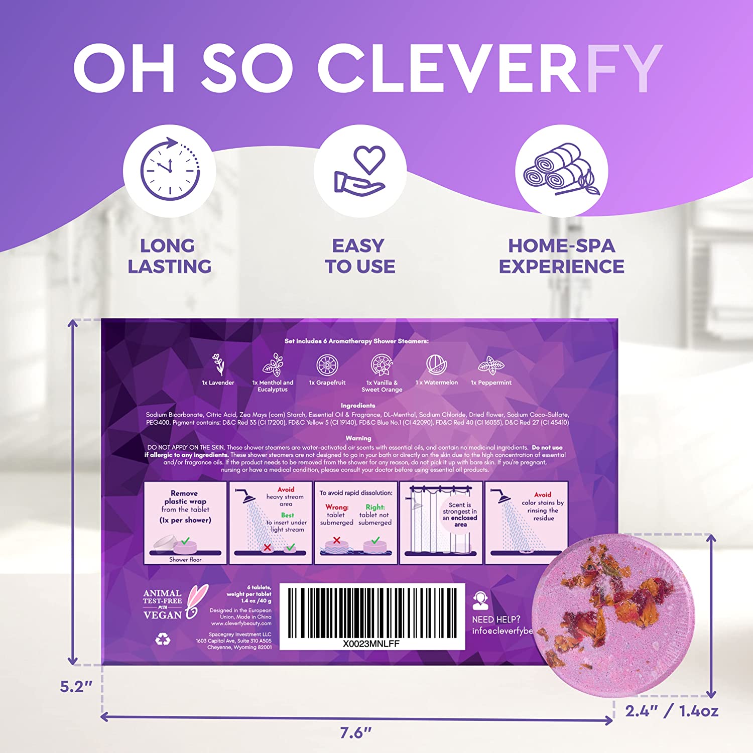Cleverfy Shower Steamers Aromatherapy – Variety Pack of 6 Shower Bombs
