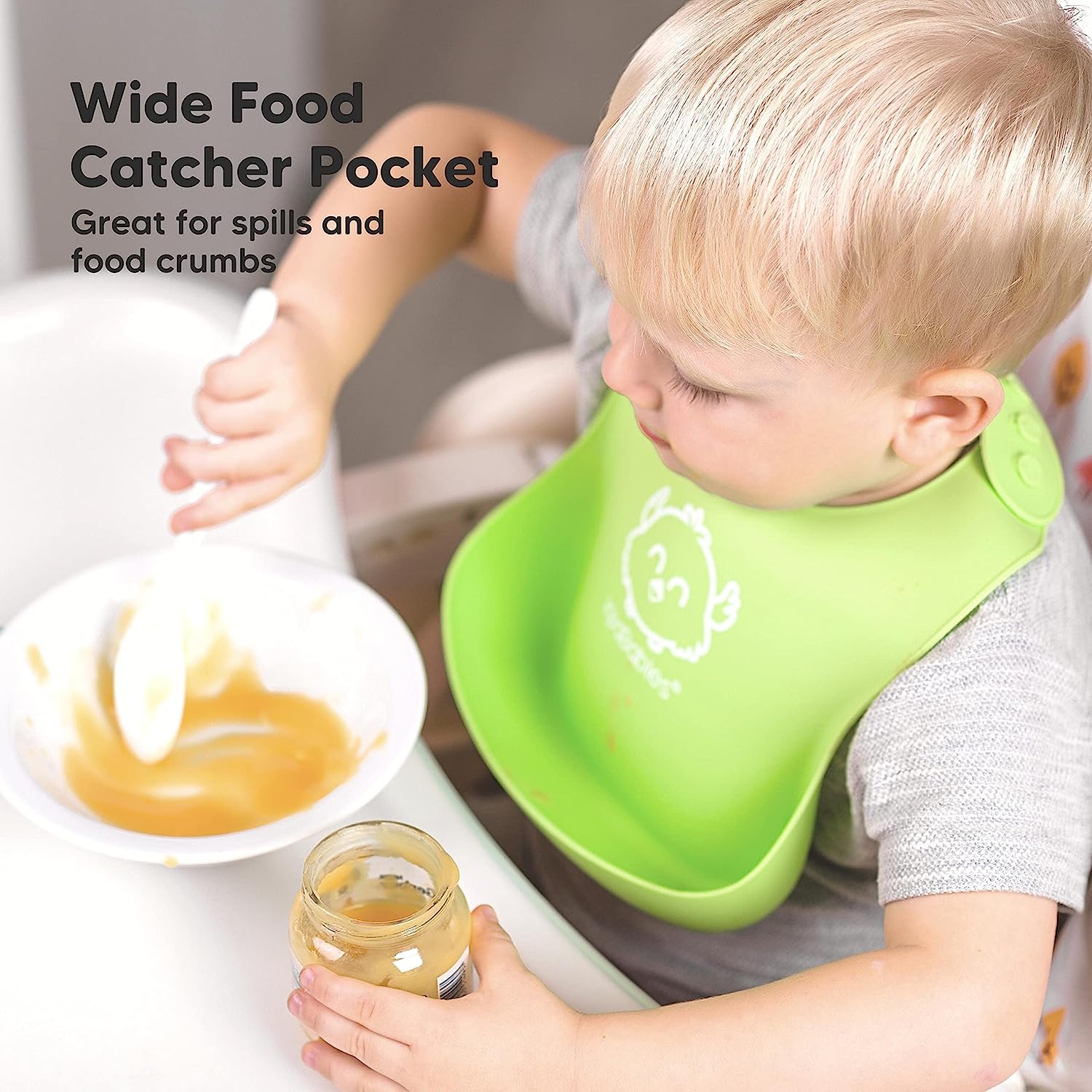 Baby Silicone Bibs – Waterproof, Easy Wipe Silicone Bib for Babies