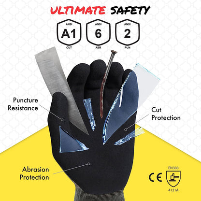 Quest Cut Resistant Work Gloves Puncture Resistant Protection