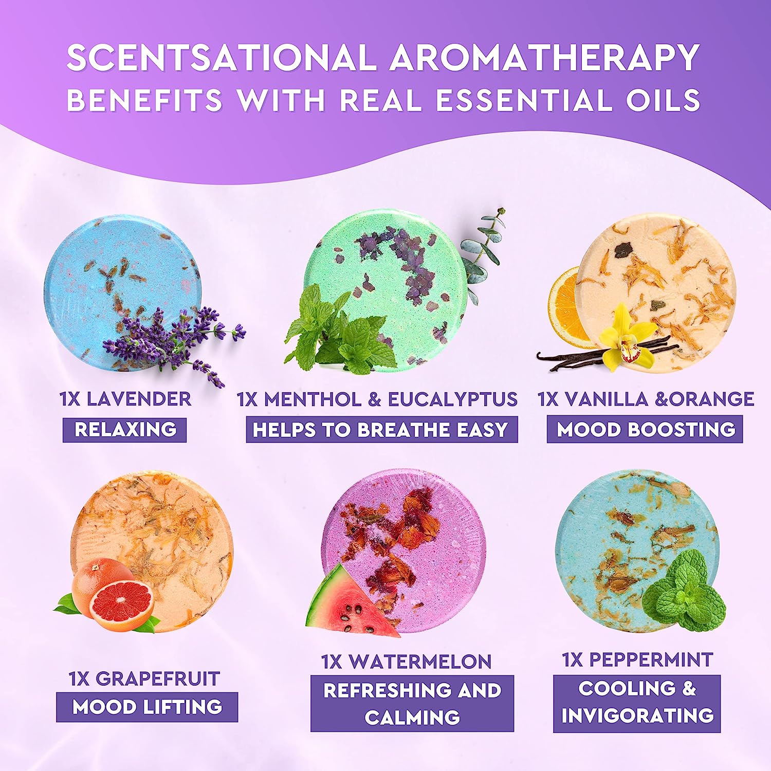 Cleverfy Shower Steamers Aromatherapy – Variety Pack of 6 Shower Bombs