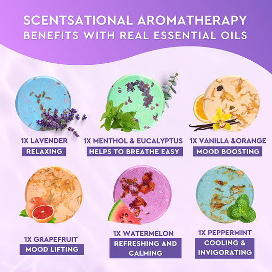 Cleverfy Shower Steamers Aromatherapy – Variety Pack of 6 Shower Bombs
