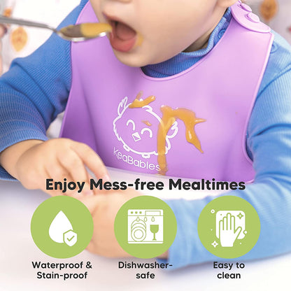 Baby Silicone Bibs – Waterproof, Easy Wipe Silicone Bib for Babies