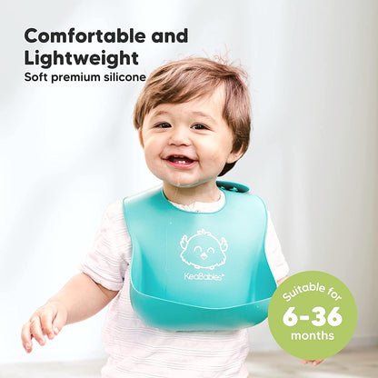 Baby Silicone Bibs – Waterproof, Easy Wipe Silicone Bib for Babies