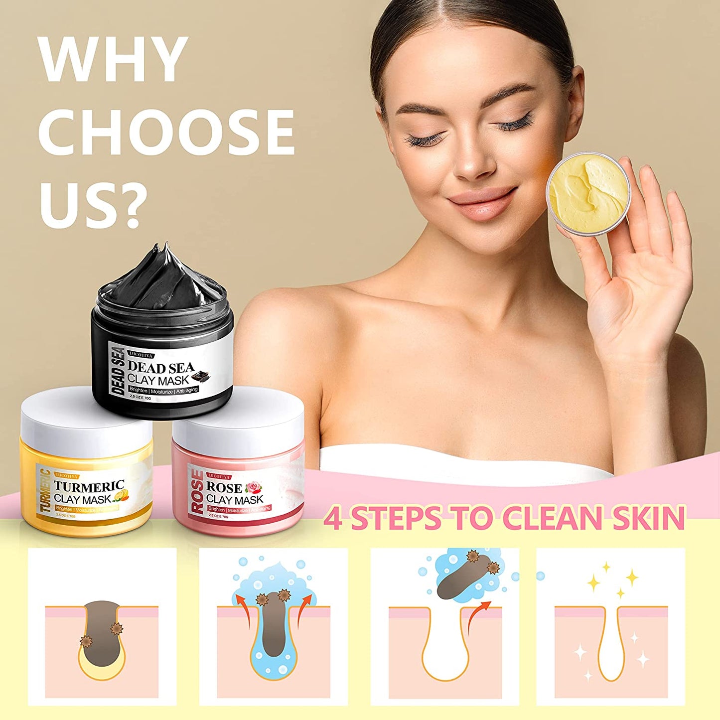 5 Pcs Face Mask Skin Care Set for Deep Pore Cleansing