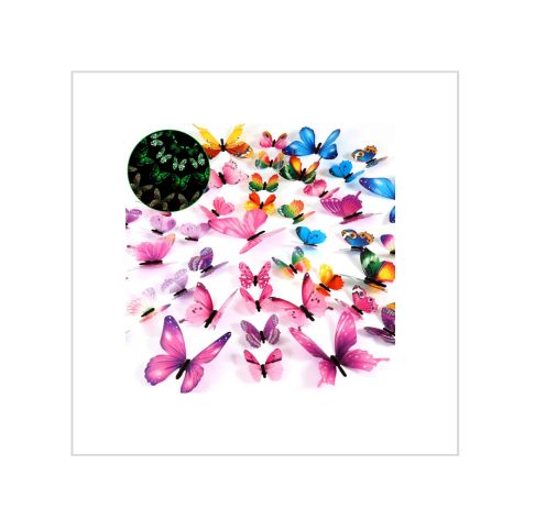 96 Pieces Glow in The Dark Luminous 3D Butterfly Wall Decals Decor