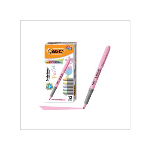 BIC Brite Liner Grip Pastel Highlighter Set, Chisel Tip