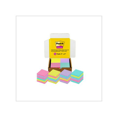 Post-it Super Sticky Notes, 3×3 in, 24 Pads/Pack, 70 Sheets/Pad