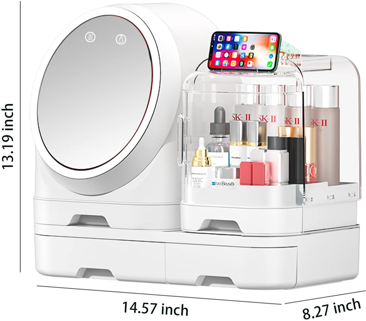 Miss Puff Makeup Organizer with LED Mirror and Fan