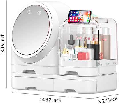 Miss Puff Makeup Organizer with LED Mirror and Fan