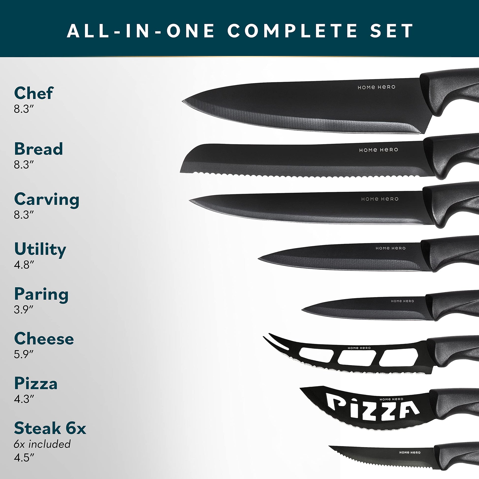 Home Hero Kitchen Knife Set, Steak Knife Set & Kitchen Utility Knives