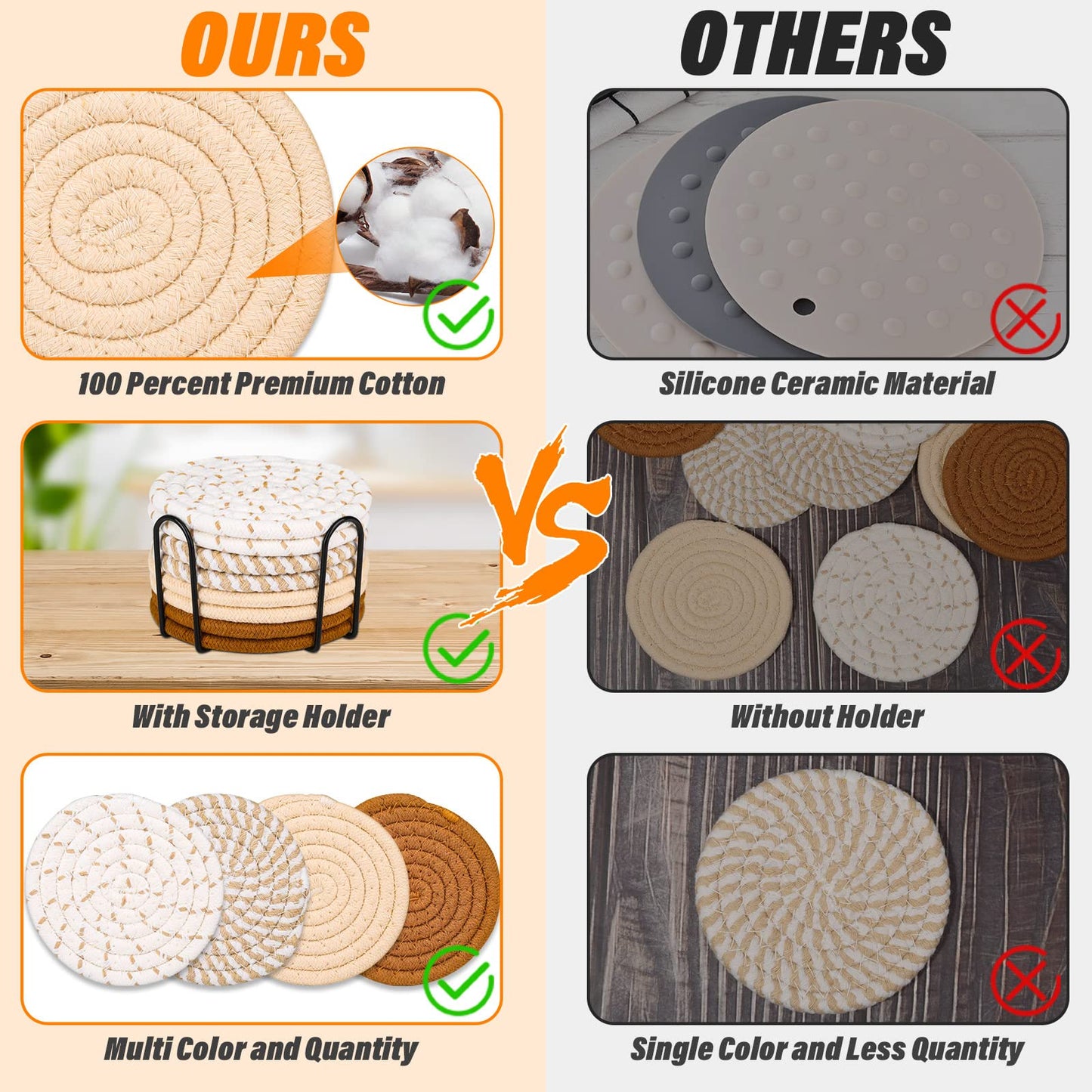 Mckanti 8 Pcs Drink Coasters with Holder, 4 Colors Absorbent Coasters for Drinks