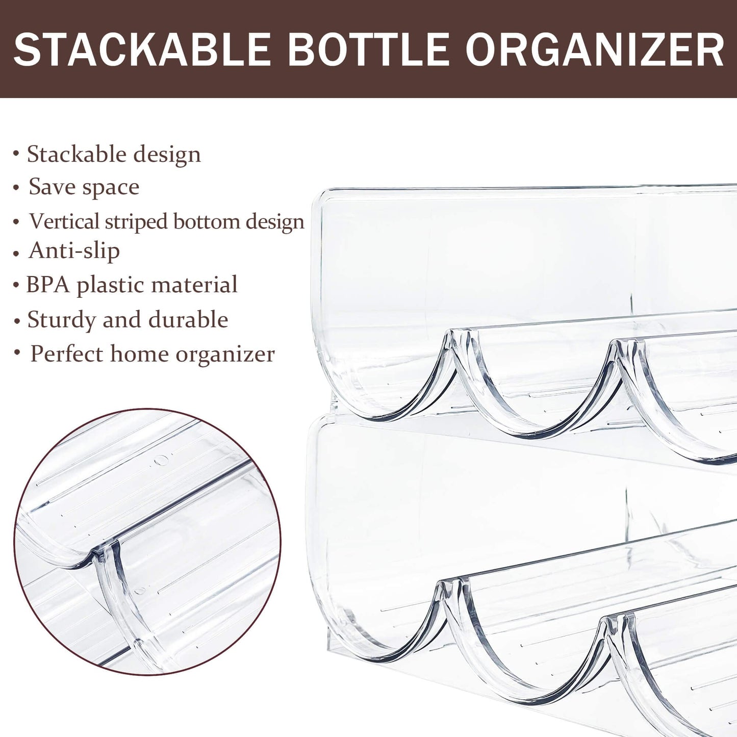 Spaclear Water Bottle Organizer, Stackable Kitchen Pantry Organization