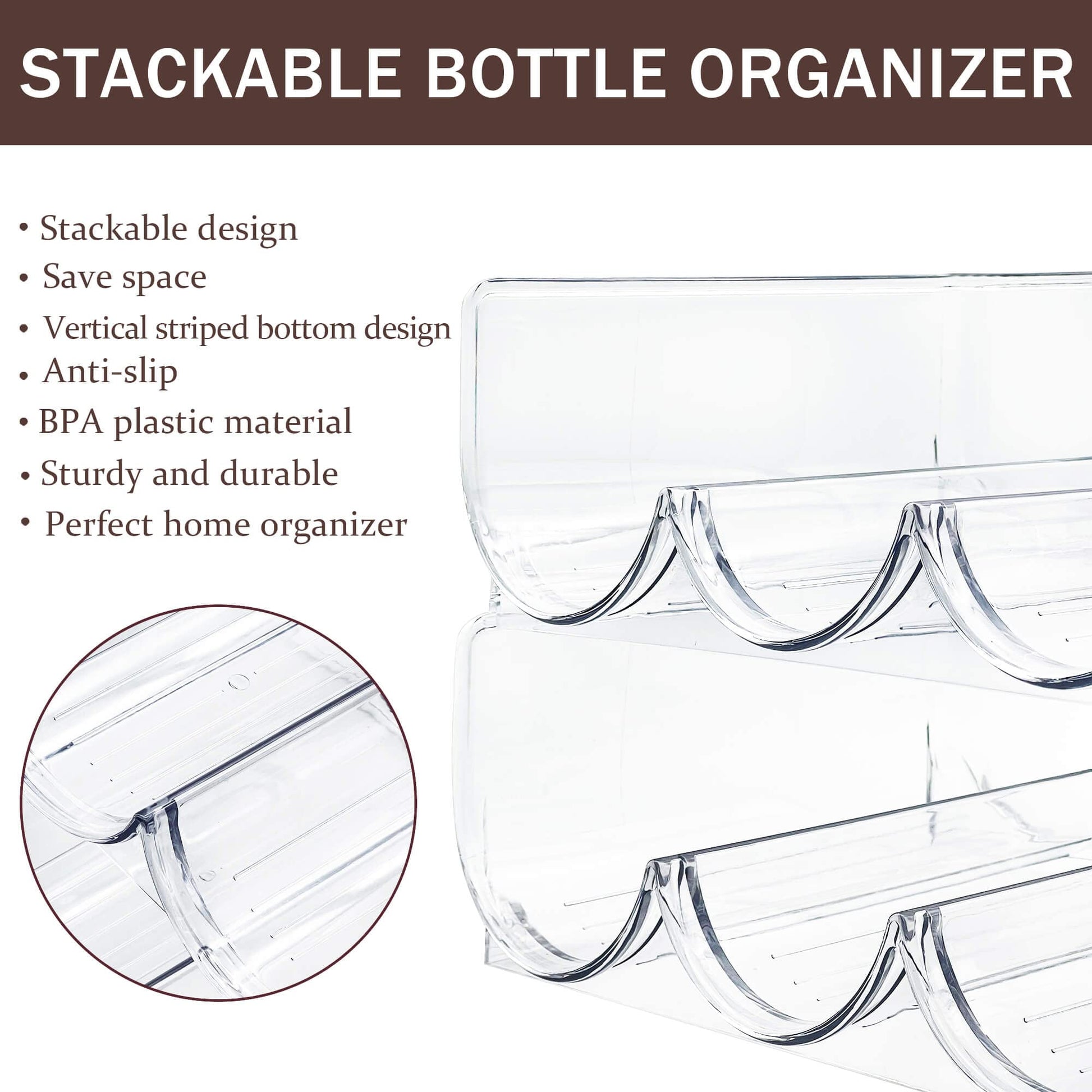 Spaclear Water Bottle Organizer, Stackable Kitchen Pantry Organization