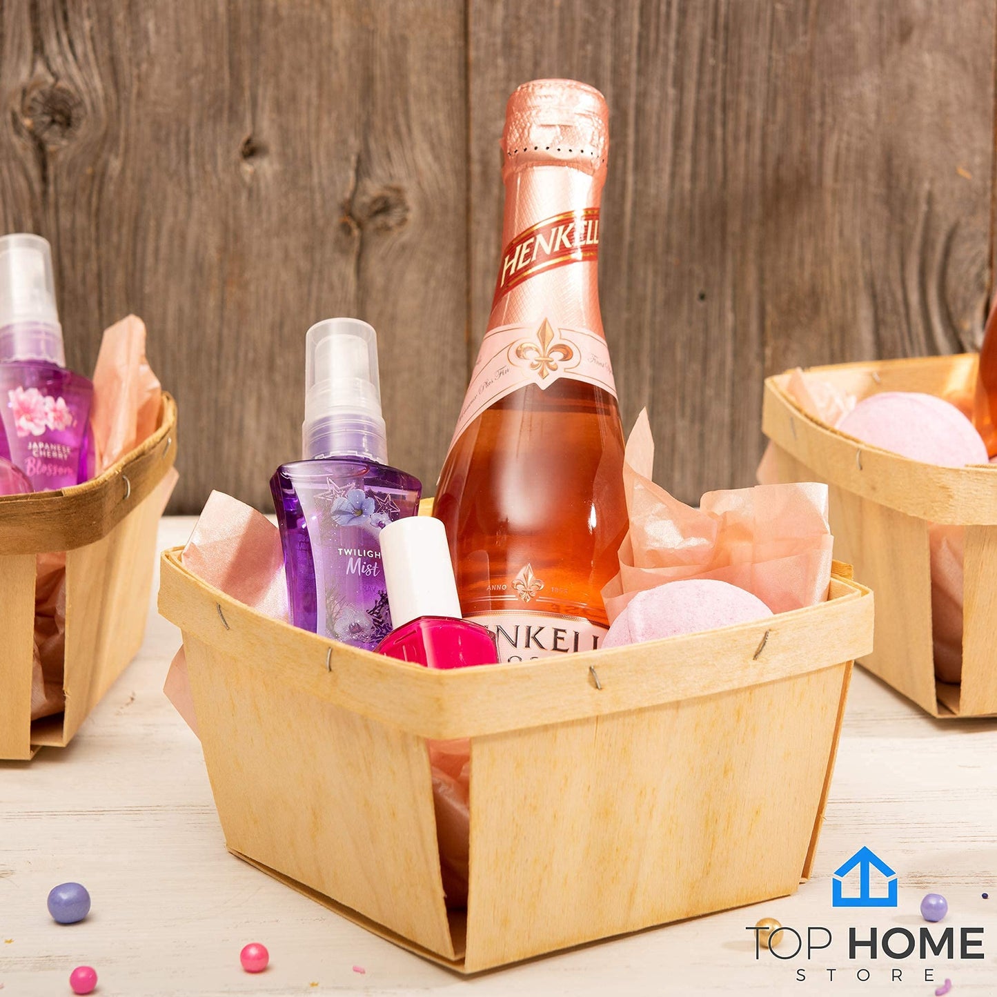 One Quart Wooden Gift Baskets (10 Pack); for Picking Fruit