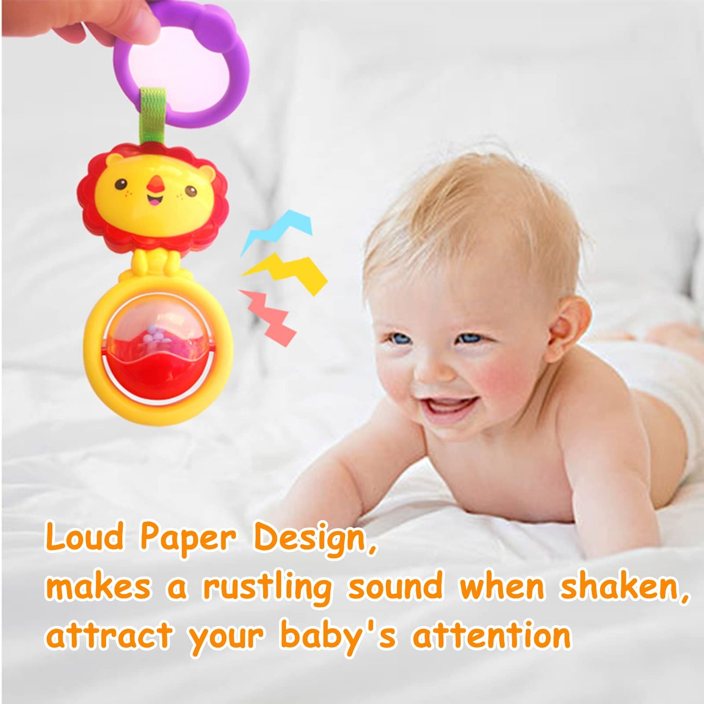 YUNLOVXEE Baby Toys, Cartoon Animal Hanging Rattle Toy